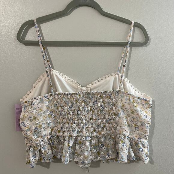 Wild Fable Women's Peach Floral Eyelet Ruffle Sleeveless Corset Crop Top Size XL - Picture 4 of 14